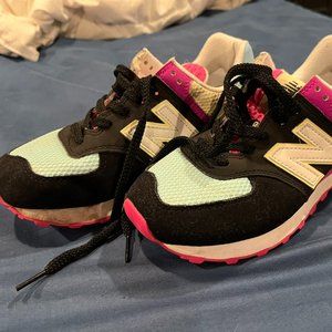 New Balance Tennis Shoes pink blue pale yellow size 7.5 WL574GP2 sneakers